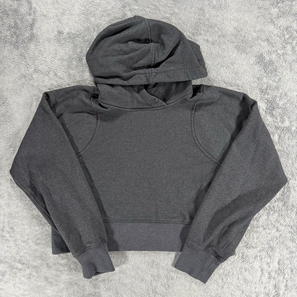 Lululemon Loungeful Cropped Hoodie Spark Black Workout Athleisure Basic